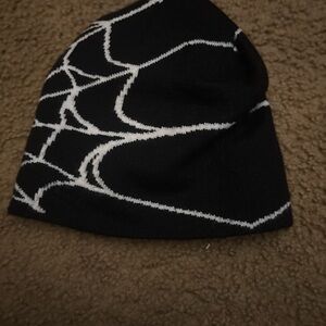 Black and White Beanie with Web Design